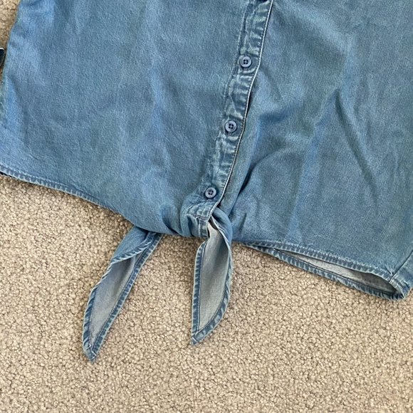 BB Dakota Denim Tie Front Long Sleeve Blouse Boho Chic MEDIUM   - D1084 - Picture 6 of 9